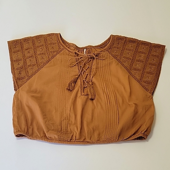 Free People women's short sleeve boho crop top size medium - Picture 11 of 11